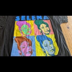 Selena Quintanilla Pop‎ Art Graphic T-Shirt Mens Medium Black Cotton Official